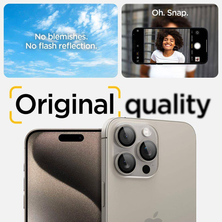 OSŁONA APARATU SPIGEN OPTIK PRO GLAS.TR ”EZ FIT” CAMERA PROTECTOR 2-PACK IPHONE 14 PRO / MAX / 15 PRO / MAX / 16 PRO / MAX / 17 PRO / MAX NATURAL TITANIUM