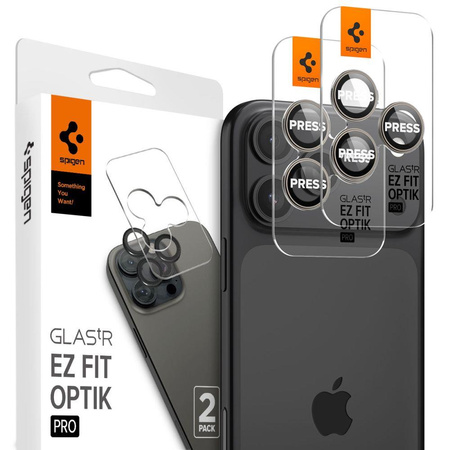 OSŁONA APARATU SPIGEN OPTIK PRO GLAS.TR ”EZ FIT” CAMERA PROTECTOR 2-PACK IPHONE 14 PRO / MAX / 15 PRO / MAX / 16 PRO / MAX / 17 PRO / MAX NATURAL TITANIUM