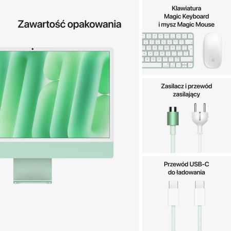 24-inch iMac with Retina 4.5K display: Apple M4 chip with 8‑core CPU and 8‑core GPU, 16GB, 256GB SSD - Green