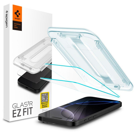 SZKŁO HARTOWANE SPIGEN GLAS.TR ”EZ FIT” 2-PACK IPHONE 16 PRO / 17 / 17 PRO CLEAR