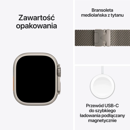Apple Watch Ultra 2 GPS + Cellular 49mm Natural Titanium Case with Natural Titanium Milanese Loop - M
