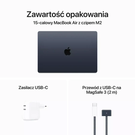 ZESTAW MacBook Air 15 M2 8 rdzeni CPU 10 rdzeni GPU, 8GB RAM 512GB SSD Północ + HUB TECH-PROTECT