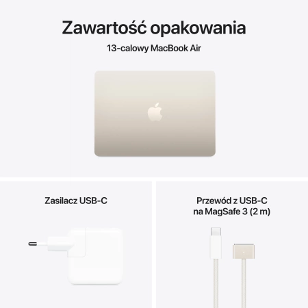 MacBook Air 13 M4 10 rdzeni CPU 10 rdzeni GPU, 24GB RAM 512GB SSD - Księżycowa poświata