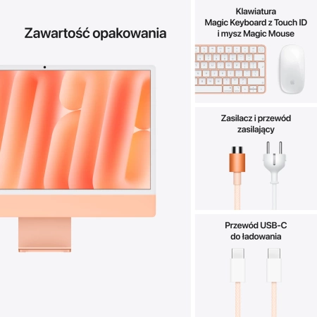 24-inch iMac with Retina 4.5K display: Apple M4 chip with 10‑core CPU and 10‑core GPU, 16GB, 512GB SSD - Orange
