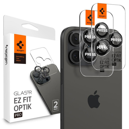 OSŁONA APARATU SPIGEN OPTIK PRO GLAS.TR ”EZ FIT” CAMERA PROTECTOR 2-PACK IPHONE 14 PRO / MAX / 15 PRO / MAX / 16 PRO / MAX / 17 PRO / MAX BLACK