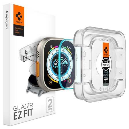 SZKŁO HARTOWANE SPIGEN GLAS.TR ”EZ FIT” 2-PACK APPLE WATCH ULTRA 1 / 2 (49 MM) CLEAR