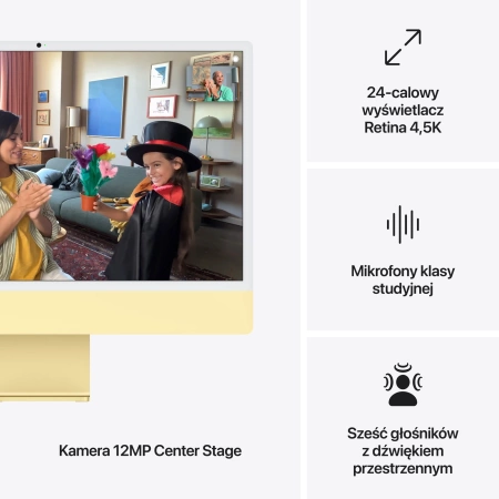 24-inch iMac with Retina 4.5K display: Apple M4 chip with 10‑core CPU and 10‑core GPU, 16GB, 256GB SSD - Yellow