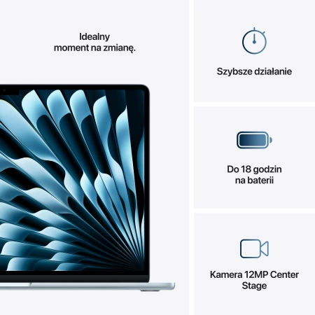 MacBook Air 15 M4 10 rdzeni CPU 10 rdzeni GPU, 24GB RAM 512GB SSD - Błękitny