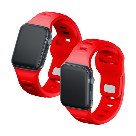 42/44/45/49 mm Red - 3mk Silicone Watch Strap for Apple