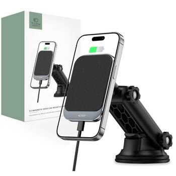 TECH-PROTECT MM15W-V2 MAGNETIC MAGSAFE DASHBOARD CAR MOUNT WIRELESS CHARGER 15W BLACK