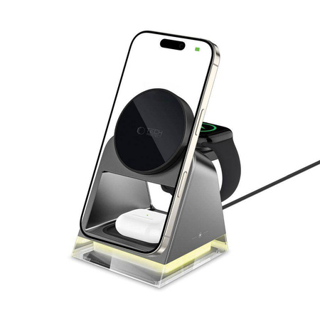 TECH-PROTECT QI15W-A43 3IN1 MAGNETIC MAGSAFE WIRELESS CHARGER BLACK