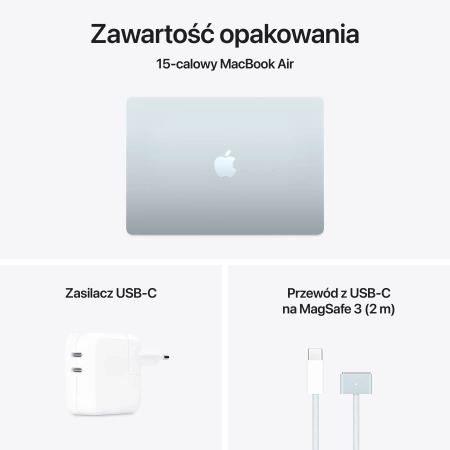 MacBook Air 15 M4 10 rdzeni CPU 10 rdzeni GPU, 16GB RAM 512GB SSD - Błękitny