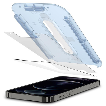 SZKŁO HARTOWANE SPIGEN GLAS.TR ”EZ FIT” 2-PACK IPHONE 12 / 12 PRO CLEAR