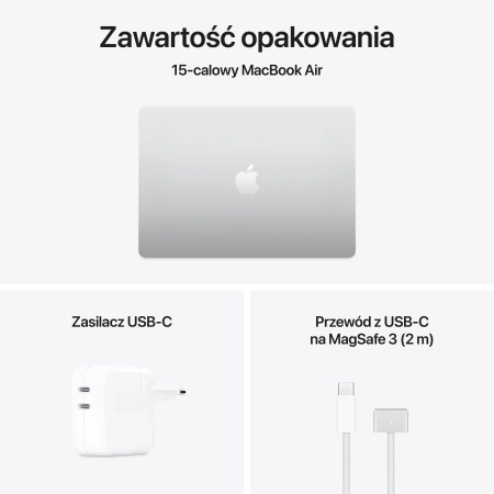 MacBook Air 15 M4 10 rdzeni CPU 10 rdzeni GPU, 16GB RAM 256GB SSD - Srebrny