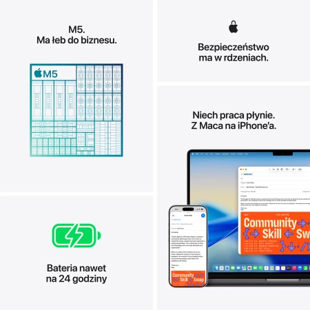 MacBook Pro 14 M5 10 rdzeni CPU, 10 rdzeni GPU, 24 GB RAM, 1TB SSD Srebrny