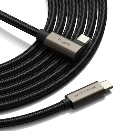 RINGKE USB 3.2 GEN 2X2 TYPE-C 90 DEGREE CABLE PD 240W 100CM BLACK