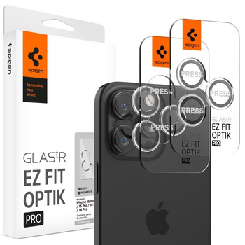 OSŁONA APARATU SPIGEN OPTIK PRO GLAS.TR ”EZ FIT” CAMERA PROTECTOR 2-PACK IPHONE 14 PRO / PRO MAX / 15 PRO / PRO MAX / 16 PRO / PRO MAX CRYSTAL CLEAR