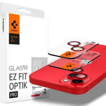 OSŁONA APARATU SPIGEN OPTIK.TR ”EZ FIT” CAMERA PROTECTOR 2-PACK IPHONE 14 / 14 PLUS / 15 / 15 PLUS RED