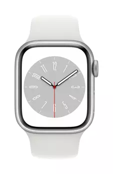 Watch Series 8 GPS + Cellular, 45 mm Koperta z aluminium w kolorze srebrnym z paskiem sportowym w kolorze białym - regular