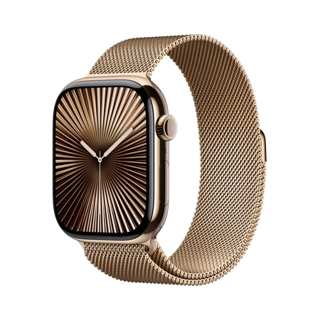 Apple Watch Series 10 GPS + Cellular 42mm Gold Titanium Case with Gold Milanese Loop