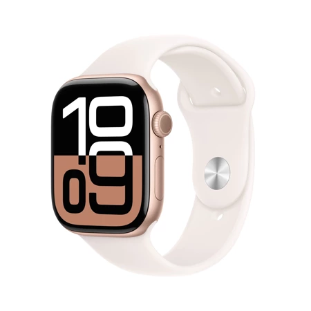 Apple Watch Series 10 GPS + Cellular 46mm Rose Gold Aluminium Case with Light Blush Sport Band - S/M