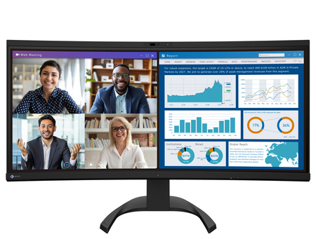 EIZO FlexScan EV3450XC-BK - monitor 34,1", 3440 x 1440 UWQHD, zakrzywiony, wbudowana kamera 21:9, (czarny)