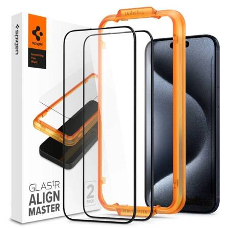 SZKŁO HARTOWANE SPIGEN ALM GLASS FC 2-PACK IPHONE 15 PRO BLACK