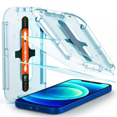 SZKŁO HARTOWANE SPIGEN GLAS.TR ”EZ FIT” 2-PACK IPHONE 12 / 12 PRO CLEAR