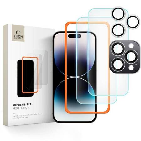 SZKŁO HARTOWANE TECH-PROTECT SUPREME SET 3-PACK IPHONE 16 PRO CLEAR