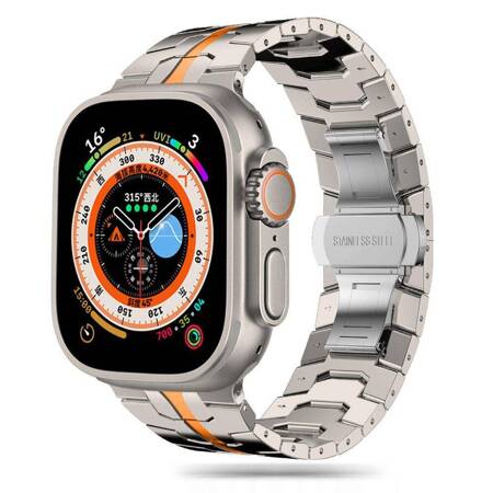 TECH-PROTECT STAINLESS LINE APPLE WATCH 6 / 7 / 8 / 9 / 10 / SE / ULTRA 1 / 2 (44 / 45 / 46 / 49 MM) TITANIUM/ORANGE